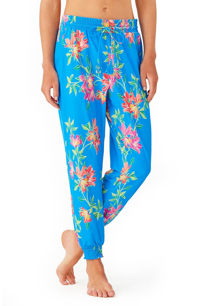 Sun Lilies Cover-Up Joggers, Main, color, AZURE BLUE