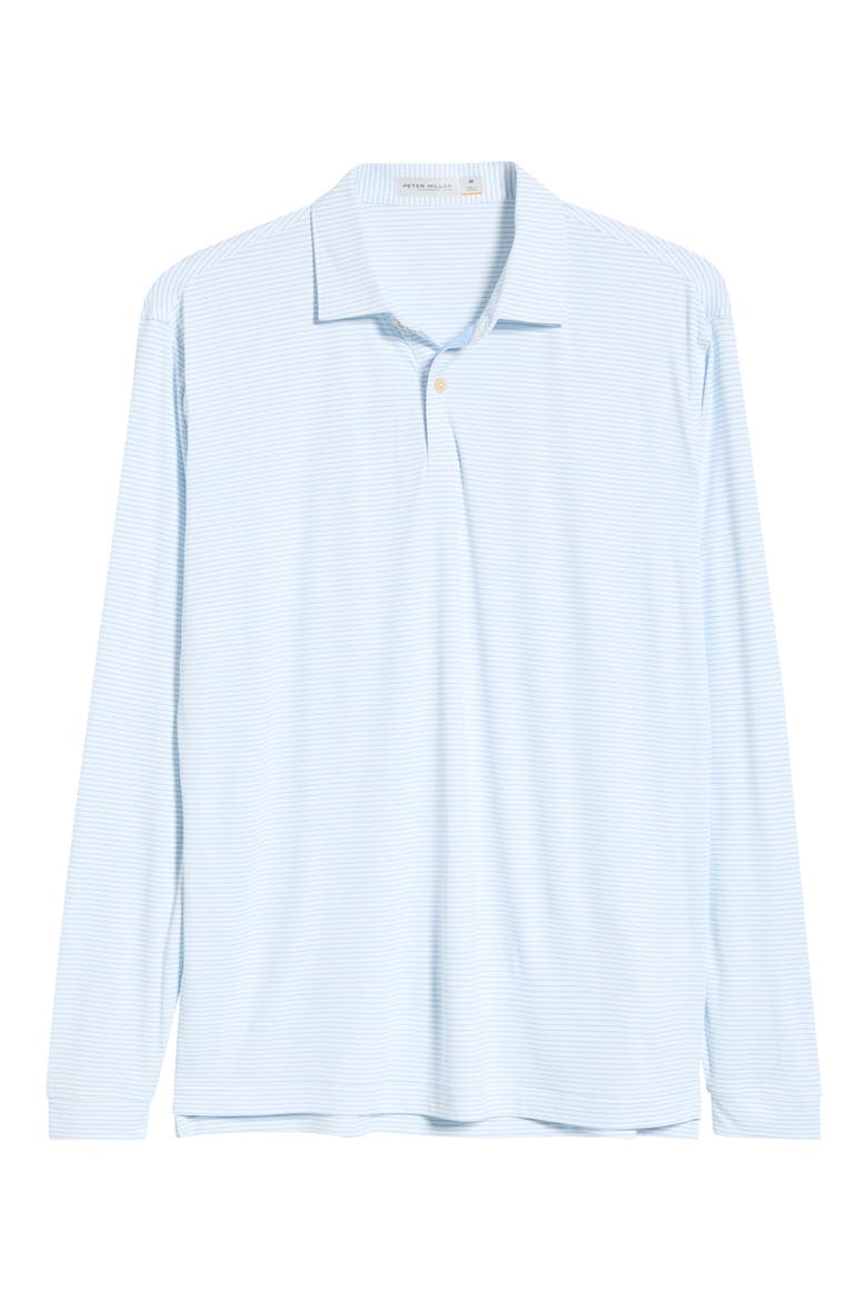 Featherweight Park Stripe Long Sleeve Performance Polo, Main, color, WHITE