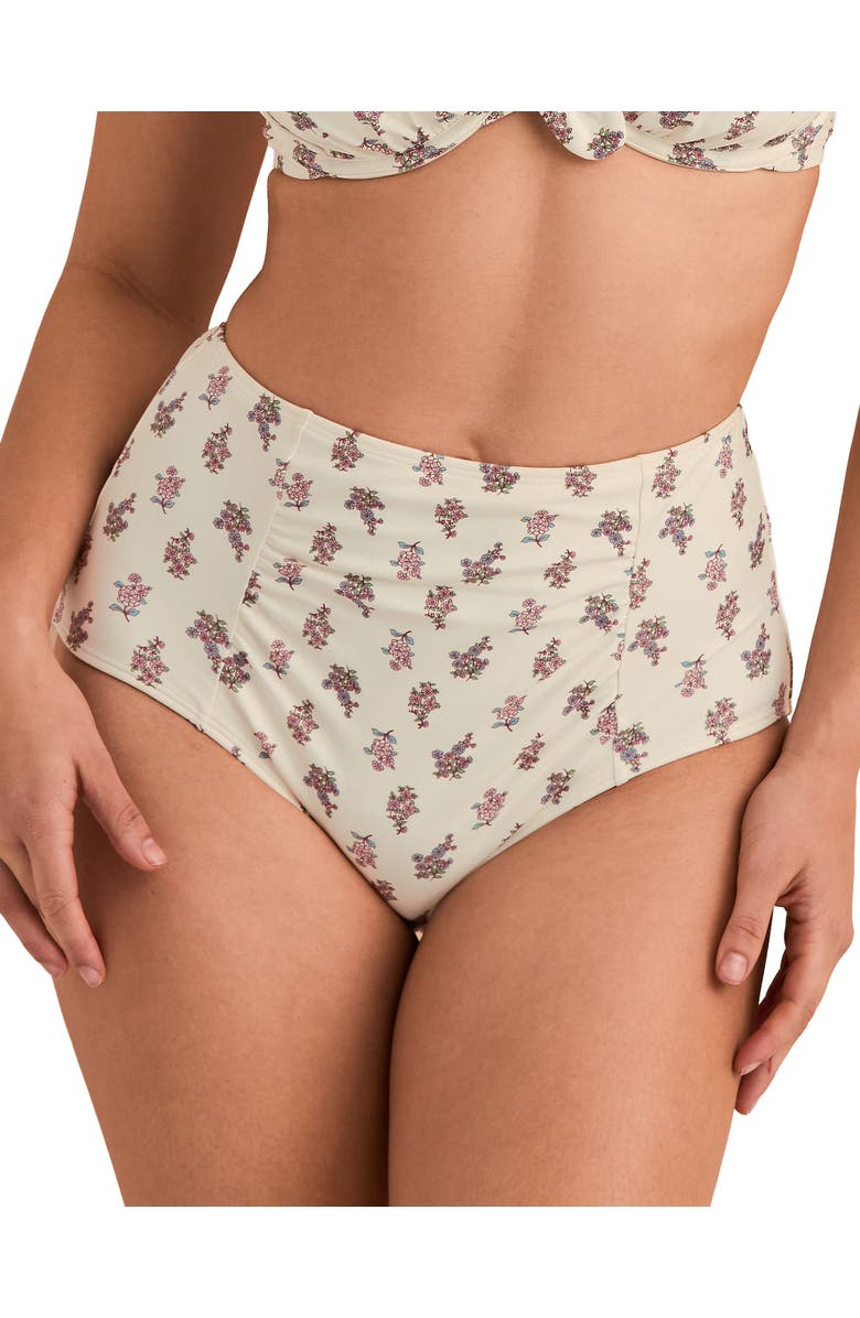 Adore Me Shelbie Swimwear High Waisted Bikini Bottom, Main, color, Floral Beige