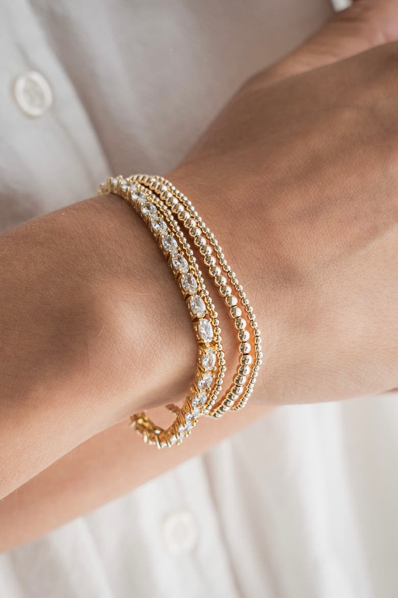 Oval Tennis Bracelet, Alternate, color, Yellow Gold