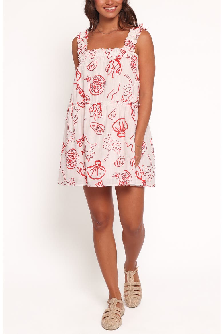 Elena Printed Cotton Sundress, Main, color, RED LOBSTER