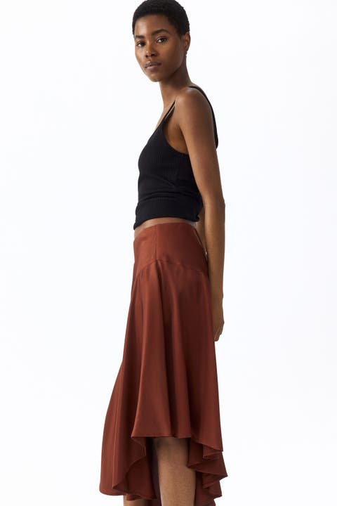 Asymmetric viscose skirt