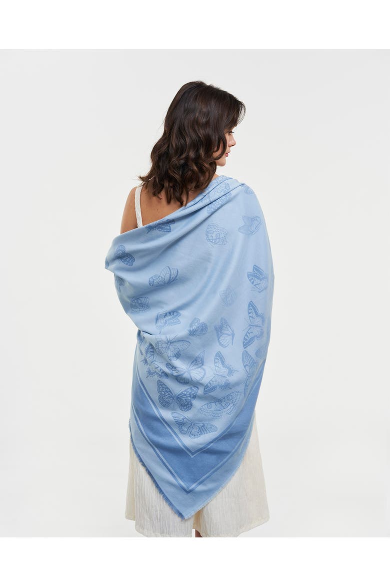 Butterfly Jacquard Square Scarf, Alternate, color, Blue