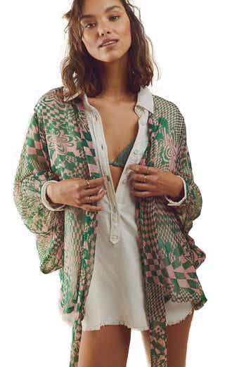 SAACHI Geometric Floral Sheer Tie Front Short Duster