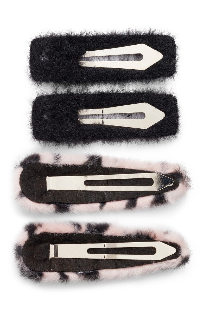 Rainbow Unicorn Birthday Surprise 4-Pack Fuzzy Barrettes, Alternate, color,