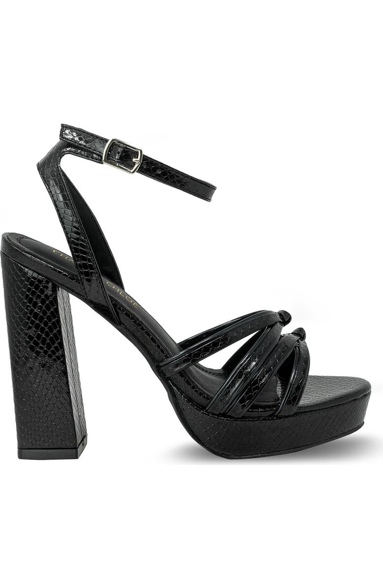 CHASE AND CHLOE Demi Mirror Snake Skin Embossed Print Platform Block Heel Sandal, Main, color,