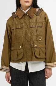 Barbour Liza Water Repellent Waxed Cotton Jacket with Removable Hood