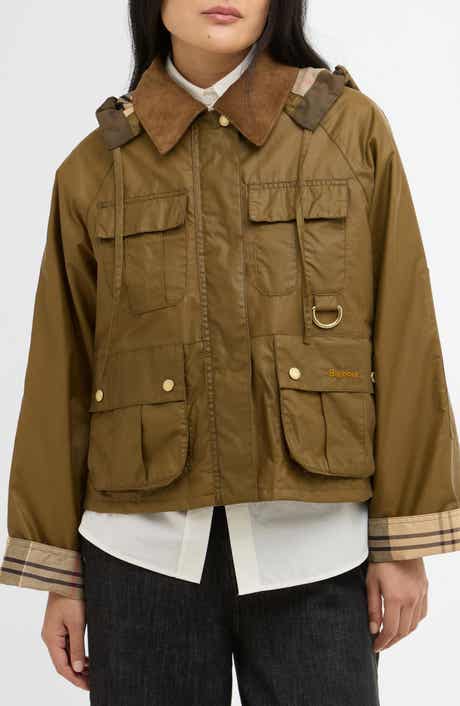 Liza Water Repellent Waxed Cotton Jacket with Removable Hood