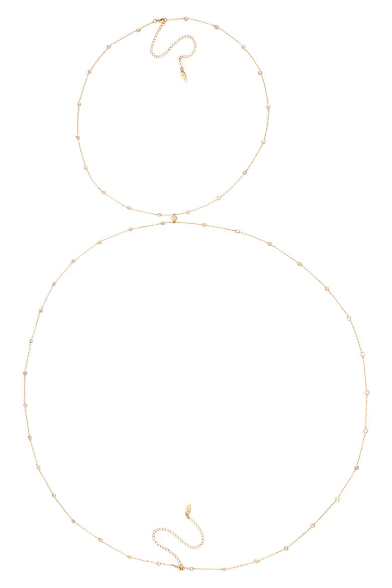 Simple X Body Chain, Main, color, GOLD