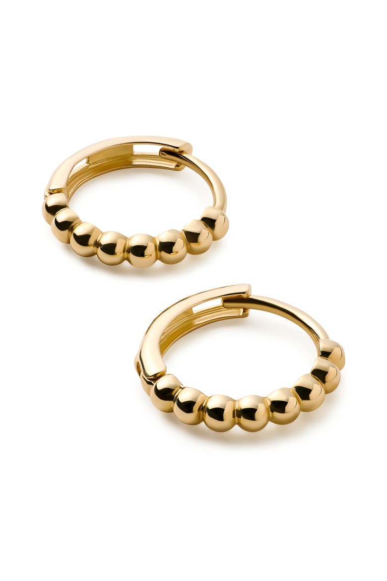 Solid Yellow Gold - Gold Bead Hoops Small, Alternate, color, Gold