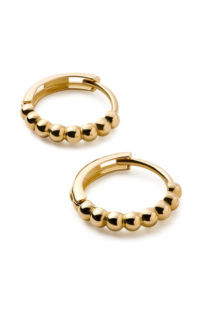 Ana Luisa Solid Yellow Gold - Gold Bead Hoops Small, Alternate, color, Gold