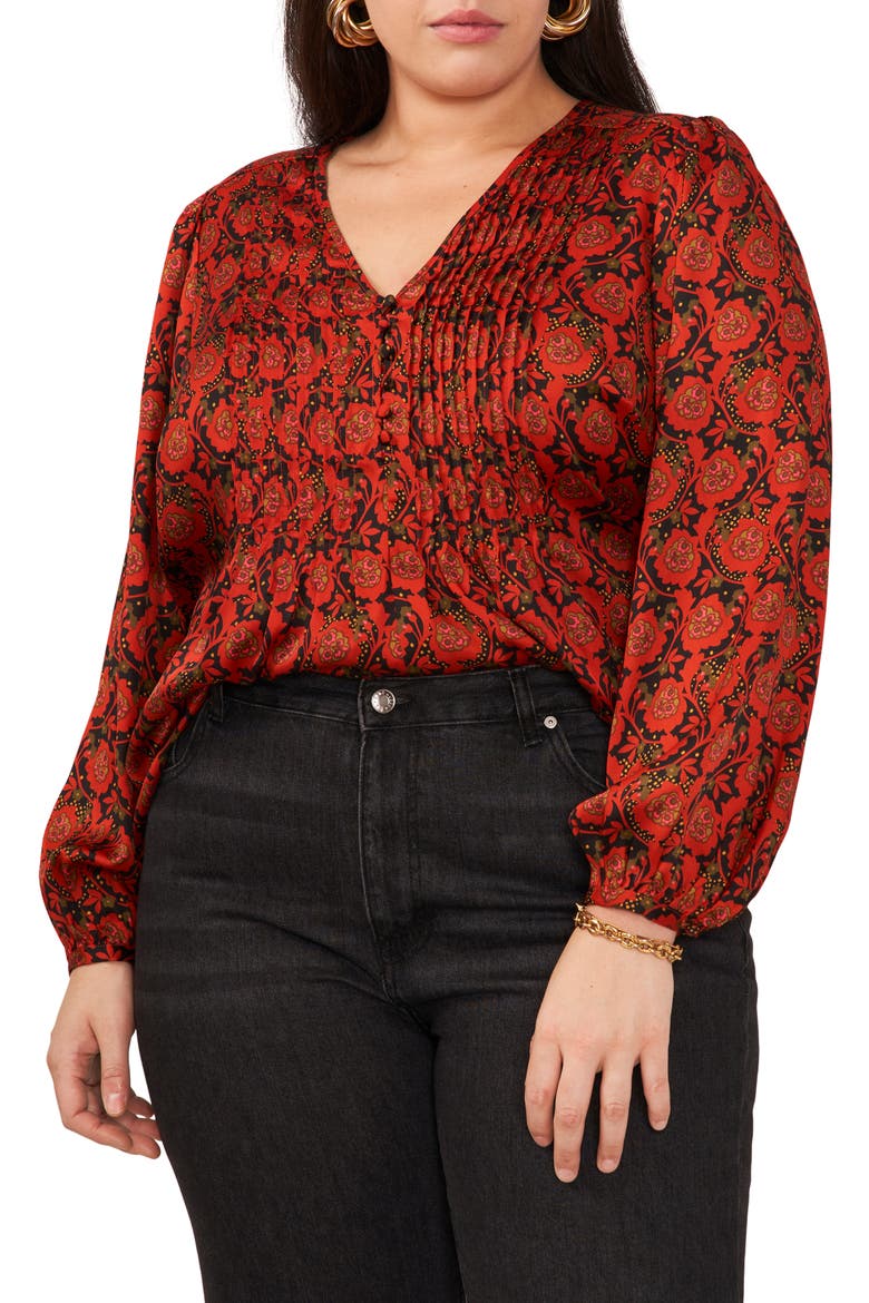 Floral Print Woven Shirt, Main, color, STUDIO RED