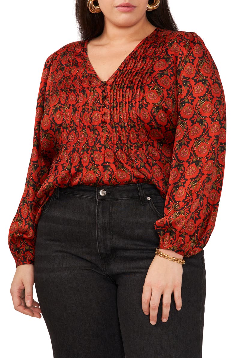 1.STATE Floral Print Woven Shirt, Main, color, Studio Red