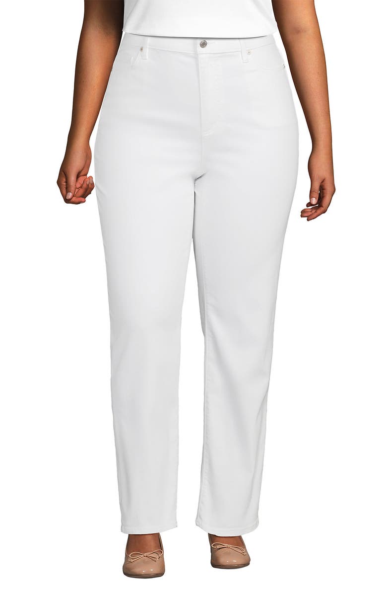 Lands' End Recover High Rise Straight Leg Blue Jeans, Main, color, White