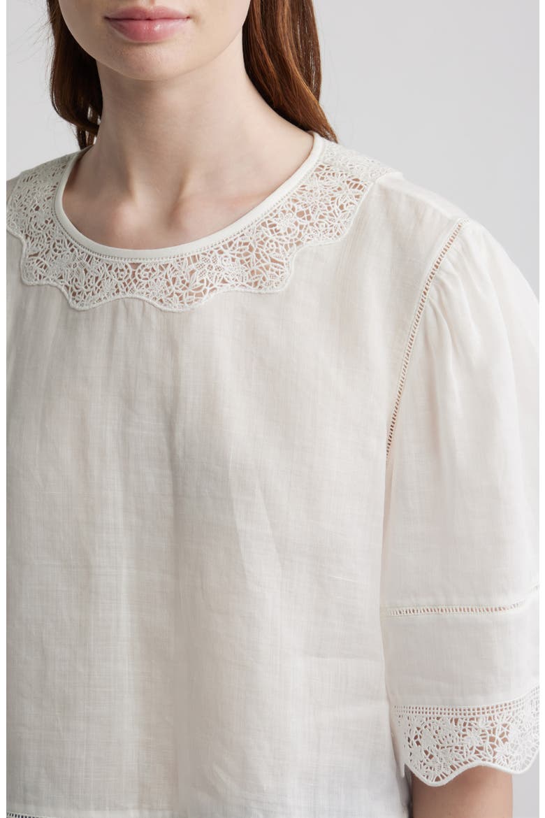 The Embroidered Ramie Top, Alternate, color, WHITE
