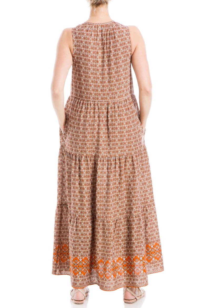 Sleeveless Tiered Maxi Dress, Alternate, color, ORANGE FLORAL MEDALLION