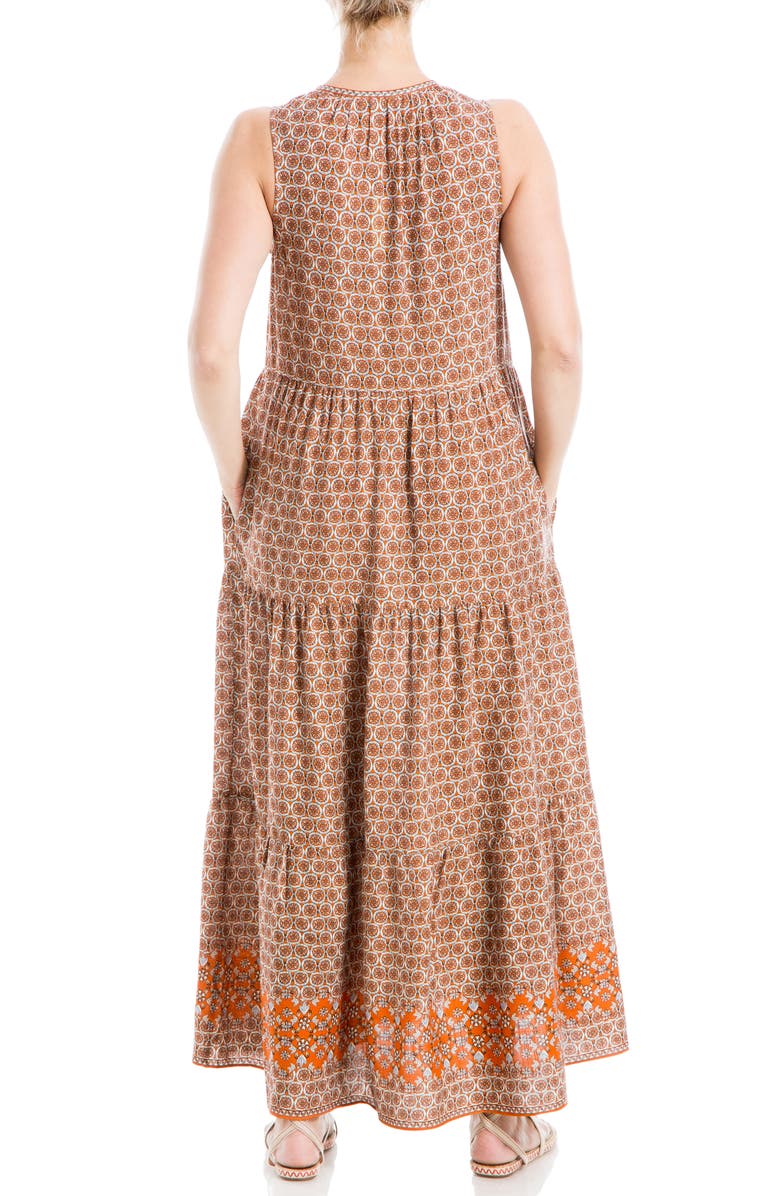 MAX STUDIO Sleeveless Tiered Maxi Dress, Alternate, color, Orange Floral Medallion