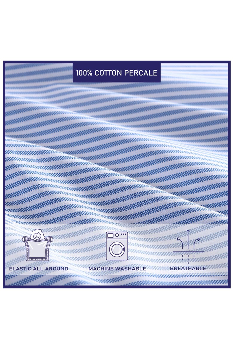 Oxford Stripe 200 Thread Count Cotton Percale Sheet Set, Alternate, color, BLUE/ WHITE