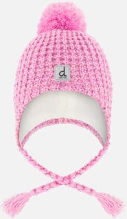 Deux par Deux Winter Peruvian Marled Fleece-Lined Pompom Knit Hat