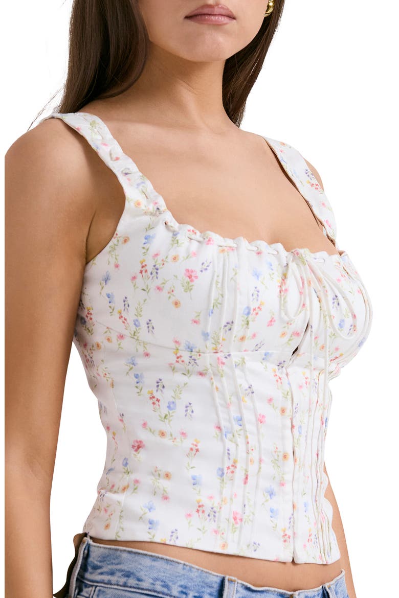 Chicca Square Neck Corset Top, Alternate, color, WHITE/ PINK BLUE FLORAL PRINT