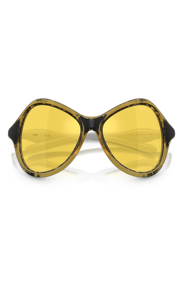 DIESEL<sup>®</sup> DL3010U 53mm Mirrored Cat Eye Sunglasses, Alternate, color, Yellow Barrelling Metallic
