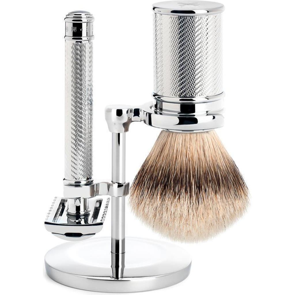 Mühle Chrome Silvertip Badger & Open Comb Safety Razor Shaving Set In Silver