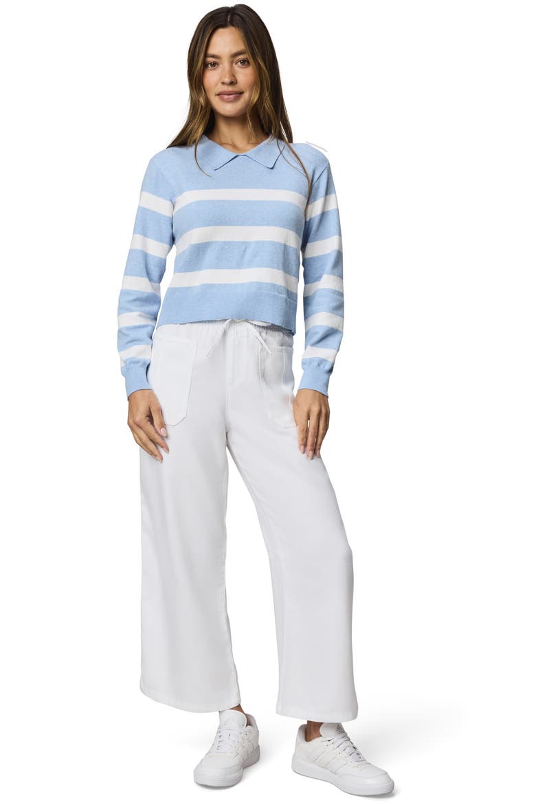 Phoebe Stripe Polo Sweater, Alternate, color, SEA BREEZE BLUE/ WHITE