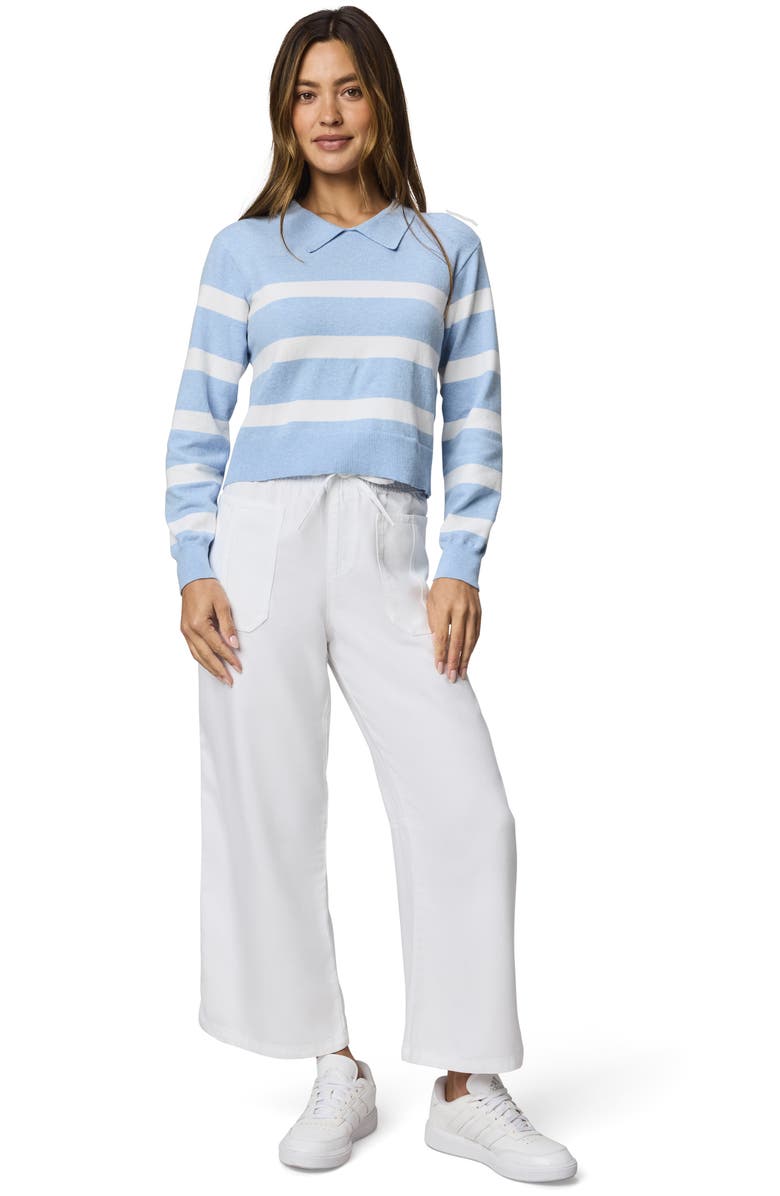 Splendid Phoebe Stripe Polo Sweater, Alternate, color, Sea Breeze Blue/ White