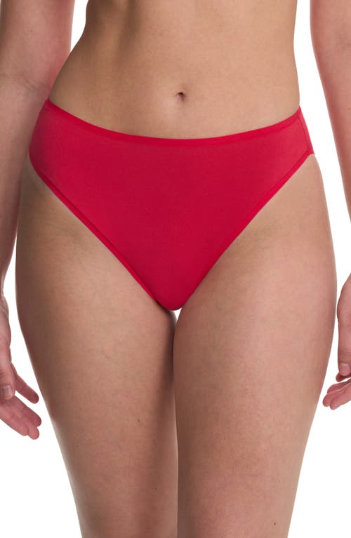 Natori Bliss Bare Cotton High Cut Briefs In Red