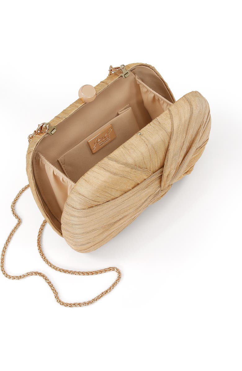 Jewel Badgley Mischka Jasmine Gold Lame' Twist Minaudiere, Alternate, color, Gold