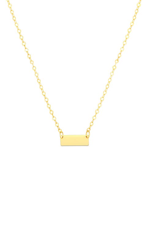 14K Yellow Gold Mini Bar Pendant Necklace