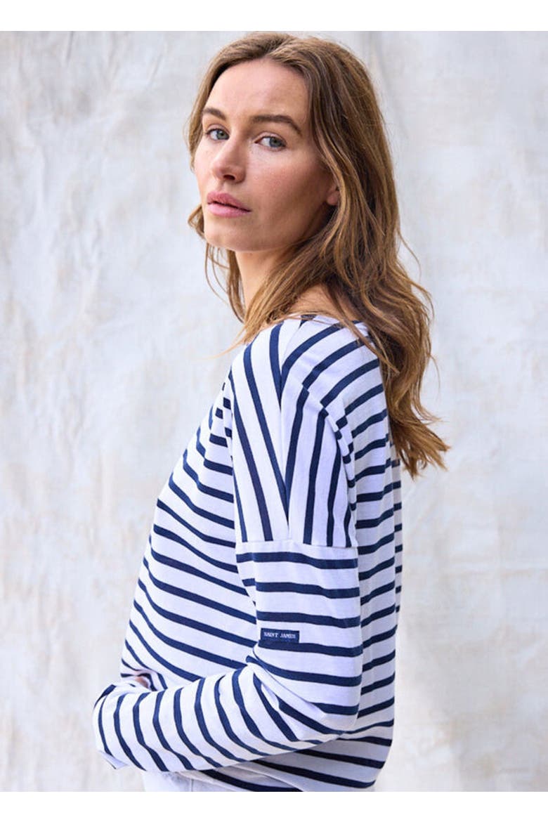 MINQUIERS DROP II - Drop-Shoulder Breton Striped Shirt, Alternate, color, white/navy