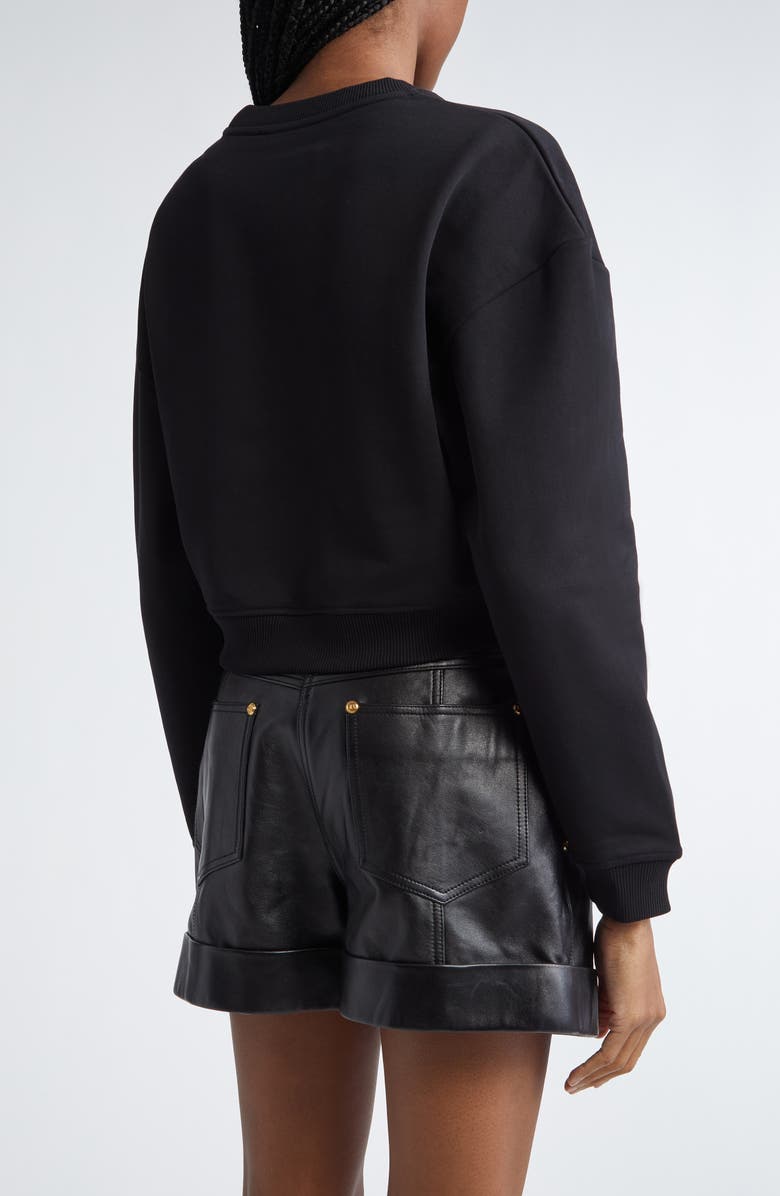 Balmain Crop Logo Graphic Sweatshirt, Alternate, color, Eab Black/ White