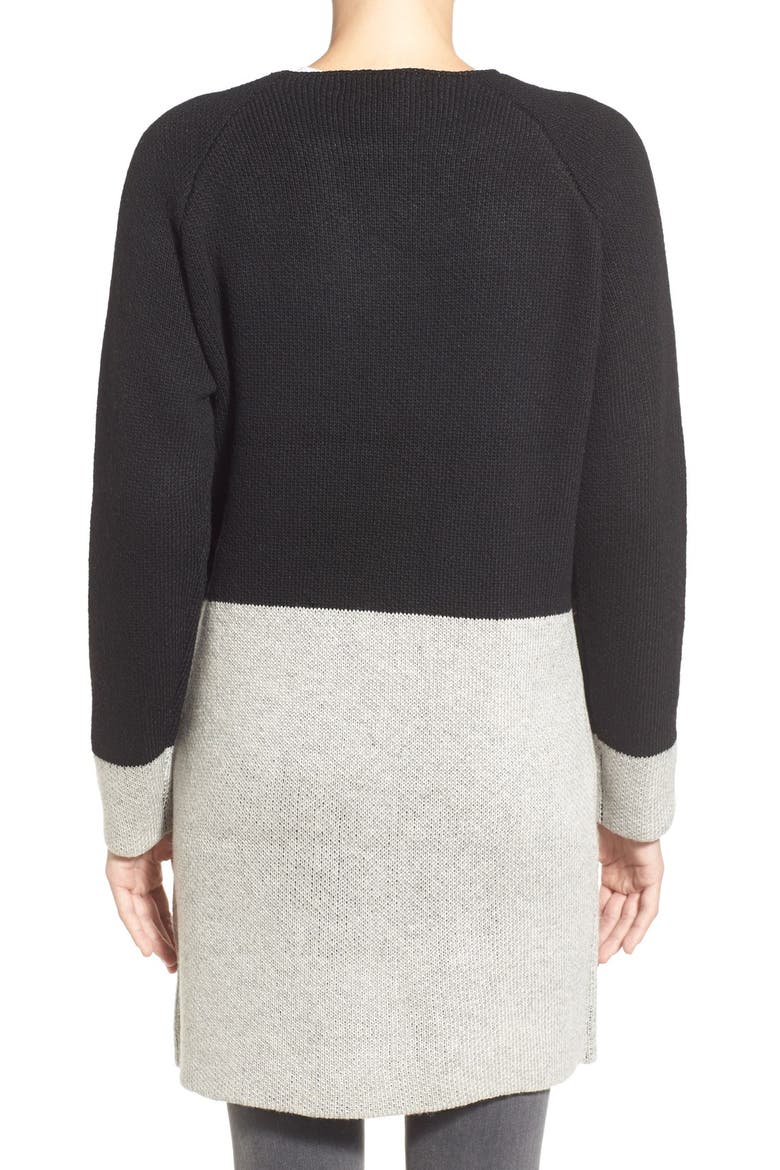 Colorblock Sweater Coat, Alternate, color, BLACK/ HEATHER GREY