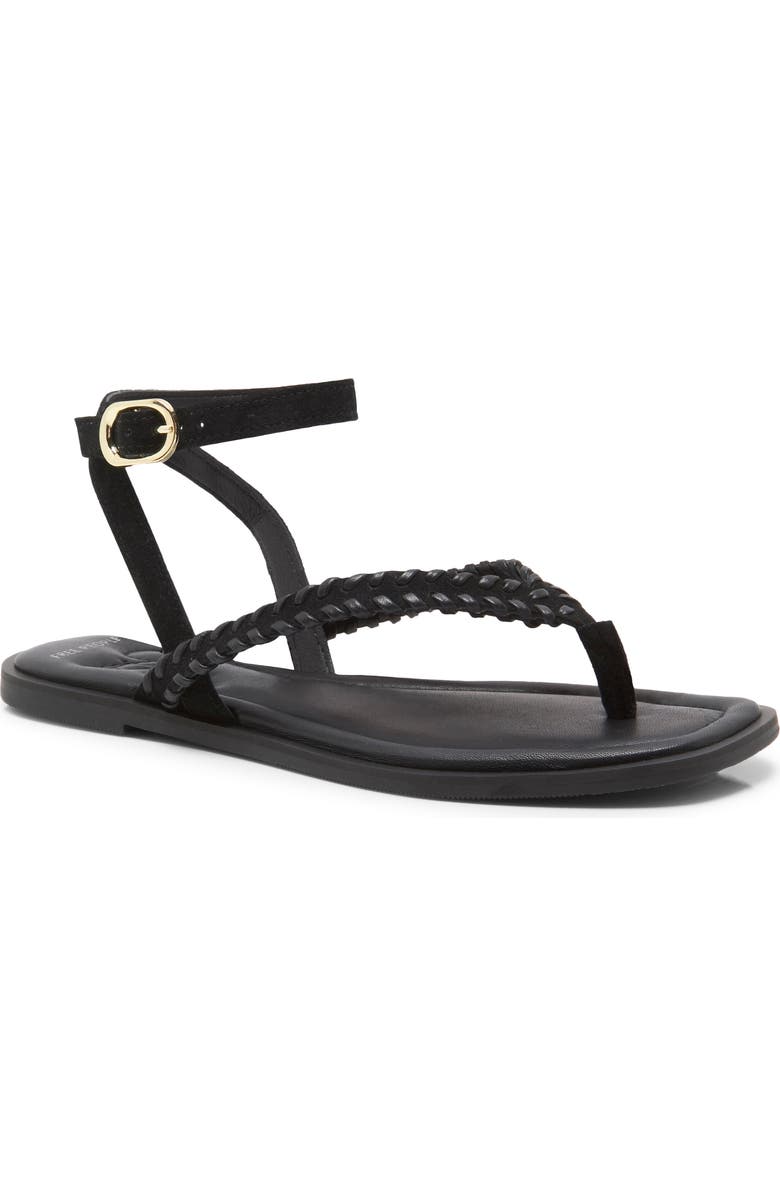 Free People Waverly Whipstitch Ankle Strap Sandal, Main, color, Black Tide