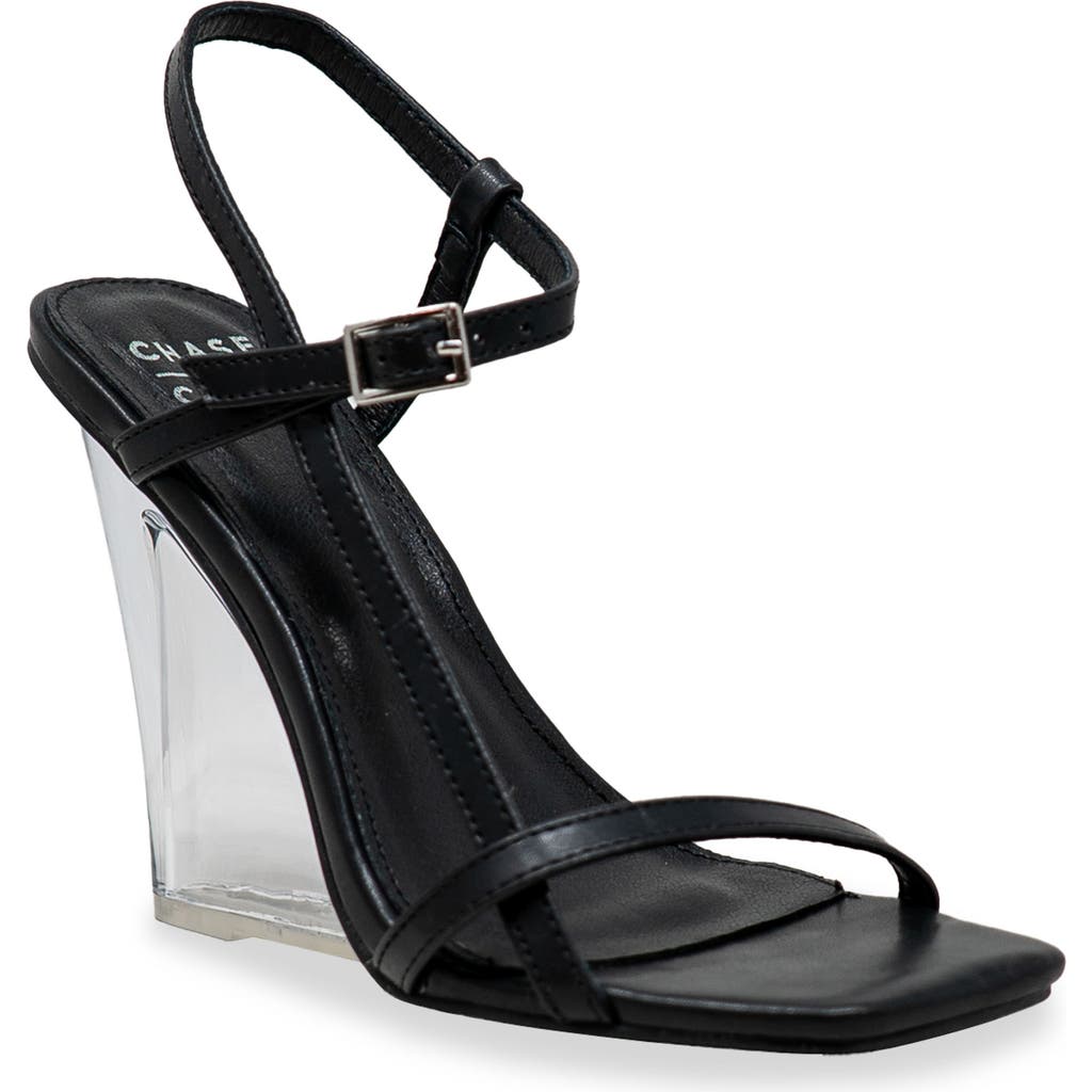 Chase & Chloe Chase And Chloe Emile Wedge Heel In Black Pu