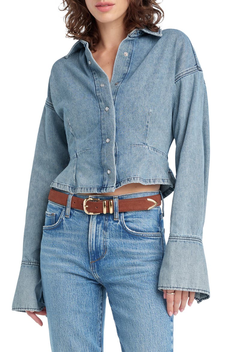 The Eyes On Me Denim Button-Up Shirt, Main, color, LEXINGTON