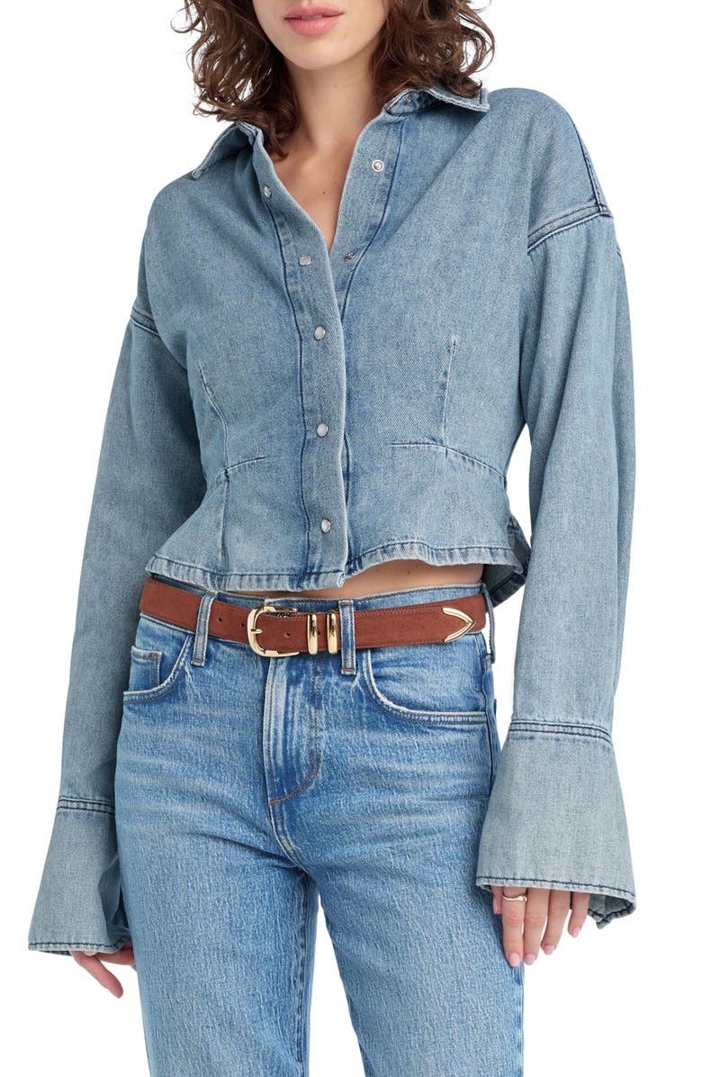 Favorite Daughter The Eyes On Me Denim Button-Up Shirt, Main, color, Lexington