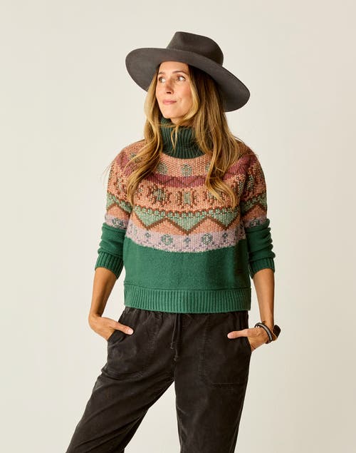 Carve Designs Neve Fairisle Turtleneck In Green