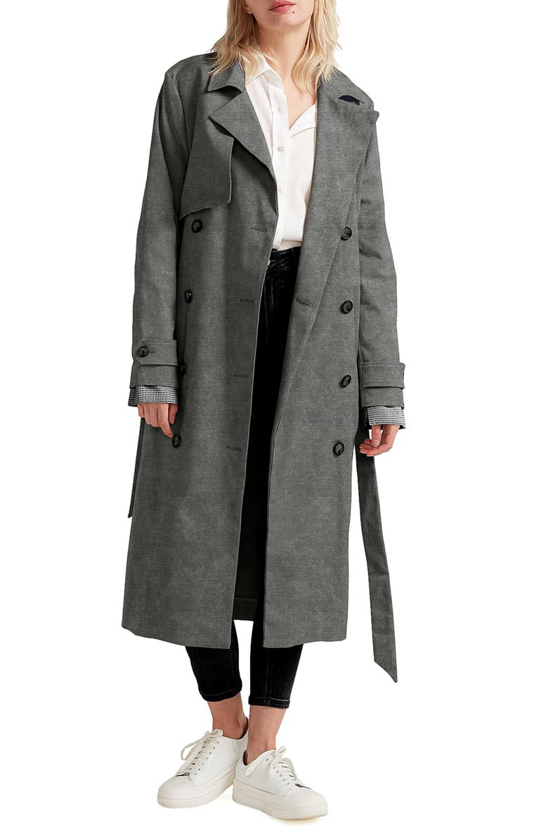Belle & Bloom Empirical Cotton Trench Coat, Main, color, Washed Black