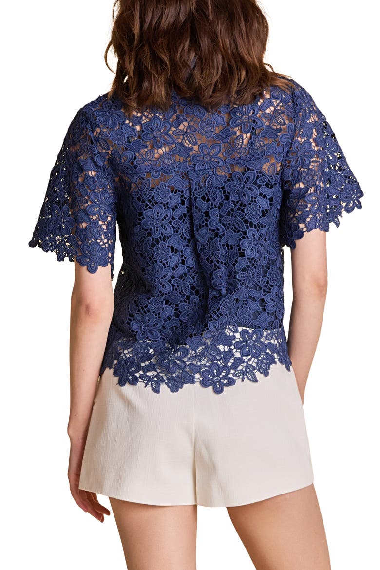 Lace Collar Shirt, Alternate, color, NAVY