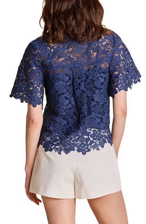 Endless Rose Lace Collar Shirt In Blue