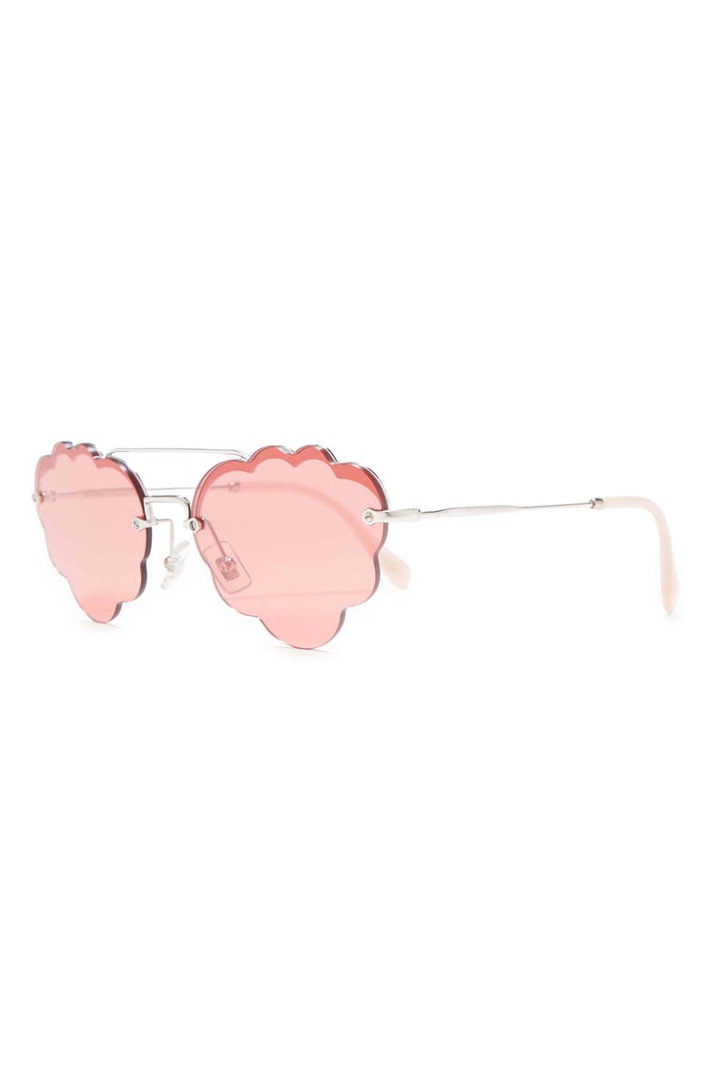 Miu Miu 58mm Irregular Fashion Sunglasses, Alternate, color, Silver / Pink Mir Flash Silver