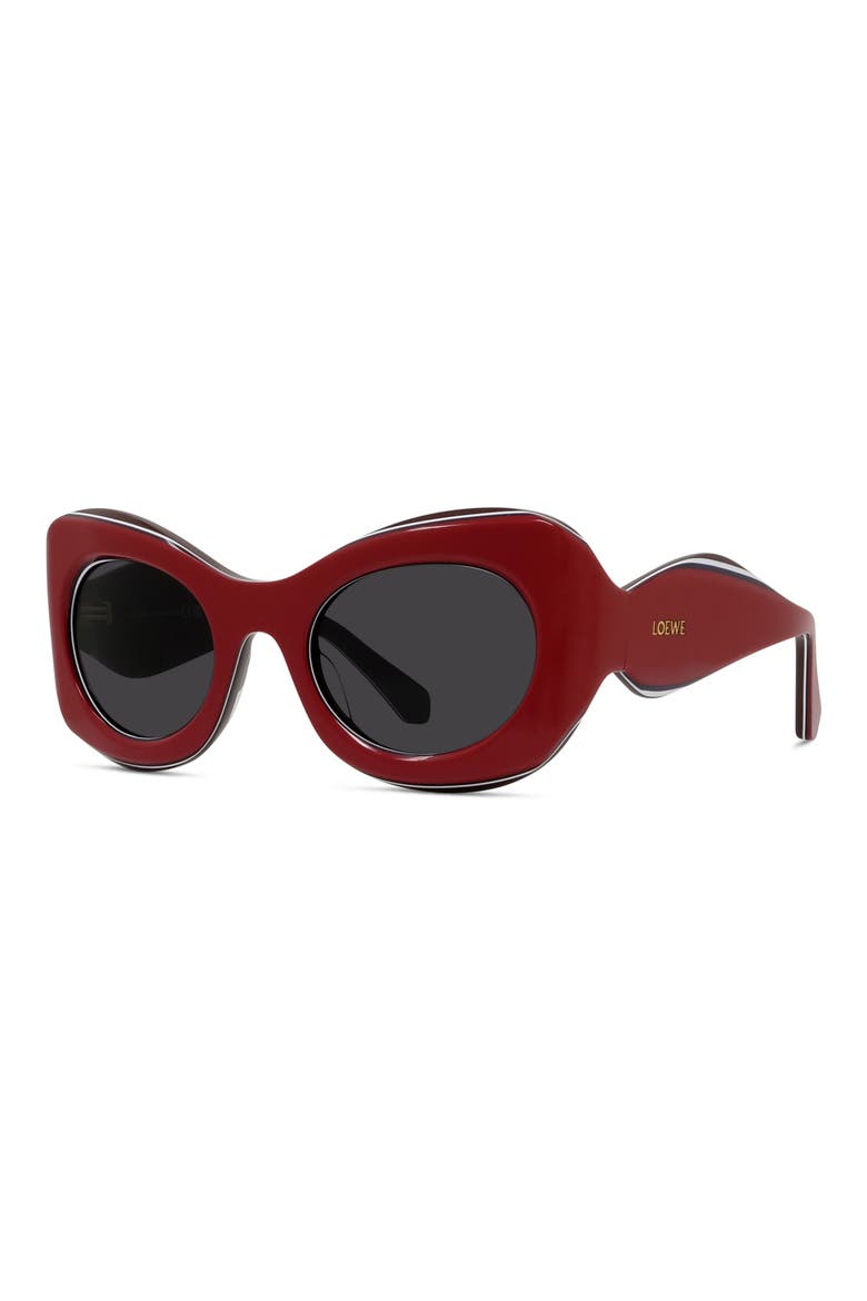 Signature 52mm Cat Eye Sunglasses, Alternate, color, SHINY RED / SMOKE