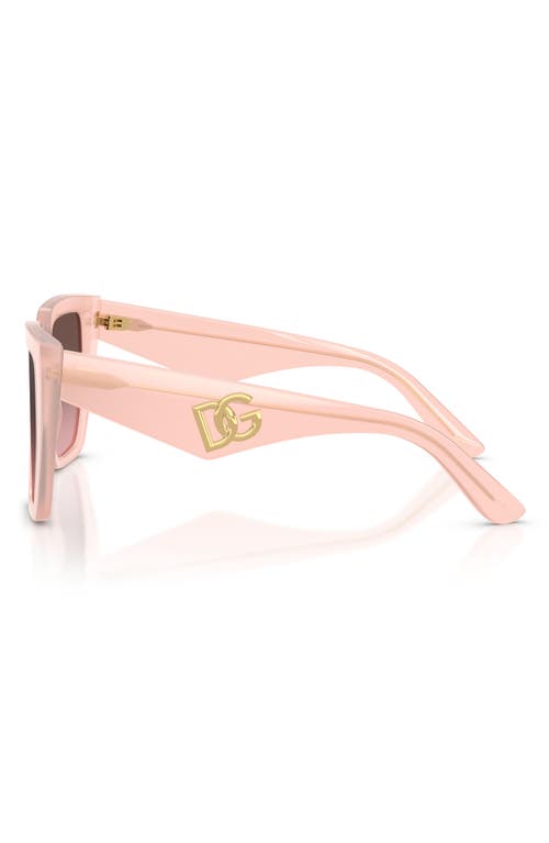Dolce & Gabbana Dolce&gabbana 55mm Square Sunglasses In Opal Pink Mirror Silver