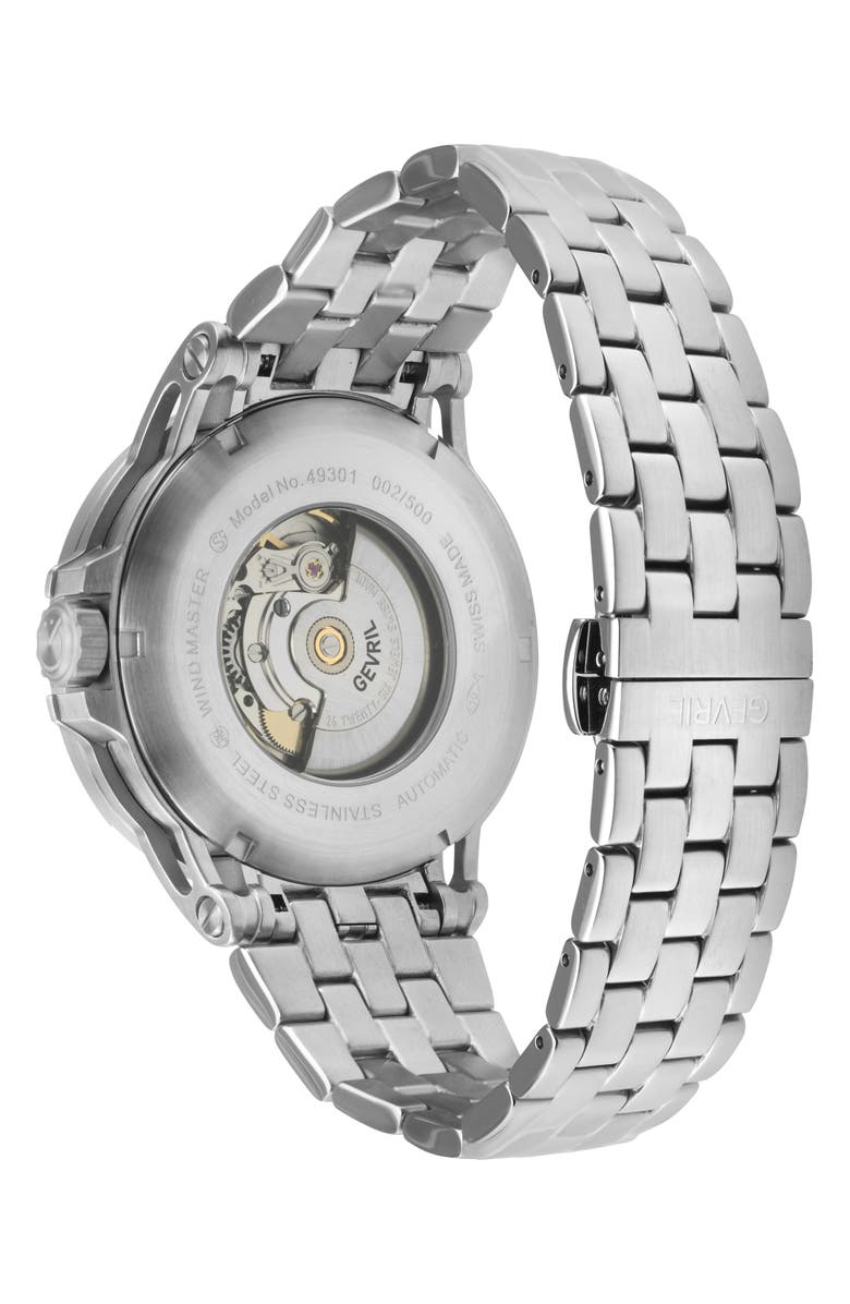 GEVRIL Wind Master Automatic Bracelet Watch, 44mm, Alternate, color, Silver