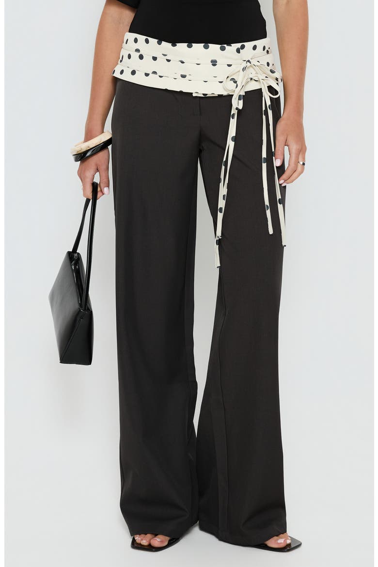 Seneca Wrap Waist Polka Dot Pants, Main, color, CHARCOAL POLKA DOT