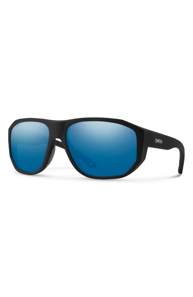 Smith Outrigger 61mm ChromaPop<sup>™</sup> Polarized Sunglasses, Alternate, color, Matte Black / Blue Mirror
