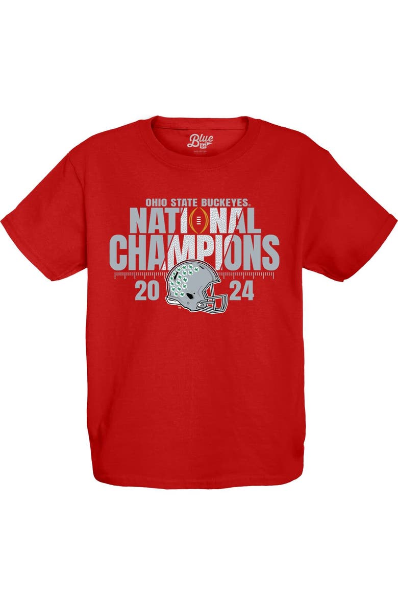 Youth Blue 84  Scarlet Ohio State Buckeyes College Football Playoff 2024 National Champions Fall Apart T-Shirt, Alternate, color, Scarlet