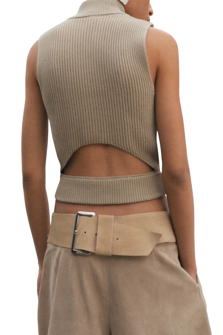 Cutout Sleeveless Cotton Rib Top, Alternate, color, KHAKI GREEN